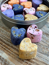 Load image into Gallery viewer, Sugar Heart Drops Sugar Cubes with Flavor &amp; Real Flowers - Vanilla Lemon Cinnamon Butterfly Pea Rose Orange