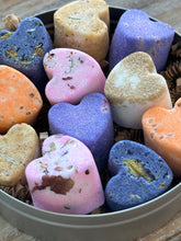 Load image into Gallery viewer, Sugar Heart Drops Sugar Cubes with Flavor & Real Flowers - Vanilla Lemon Cinnamon Butterfly Pea Rose Orange