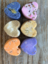 Load image into Gallery viewer, Sugar Heart Drops Sugar Cubes with Flavor & Real Flowers - Vanilla Lemon Cinnamon Butterfly Pea Rose Orange