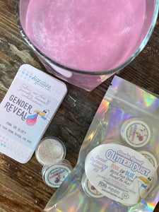 Gender Reveal Drink Shimmer Glitter Dust™ Color Magically Reveal in Seconds