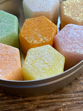 Load image into Gallery viewer, Hocus Pocus Shimmering Sugar Shape Hex Drops Sugar Cubes for Coffee Tea Cocktails Witch’s Brew and More