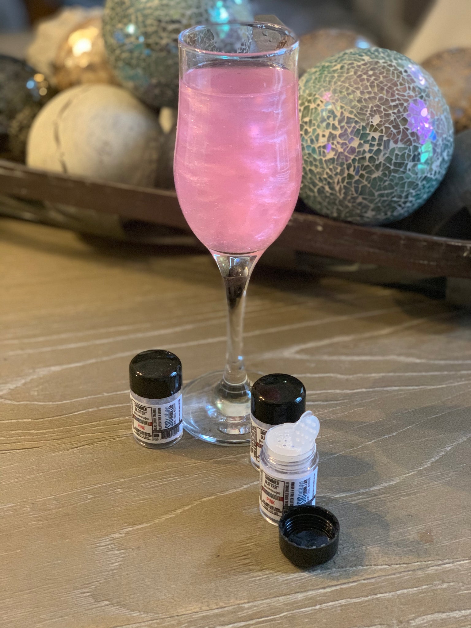 Pink Shimmer Glitter Color Series Drinks for Cocktails Beer Wine Soda & More