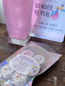 Gender Reveal Drink Shimmer Glitter Dust™ Color Magically Reveal in Seconds