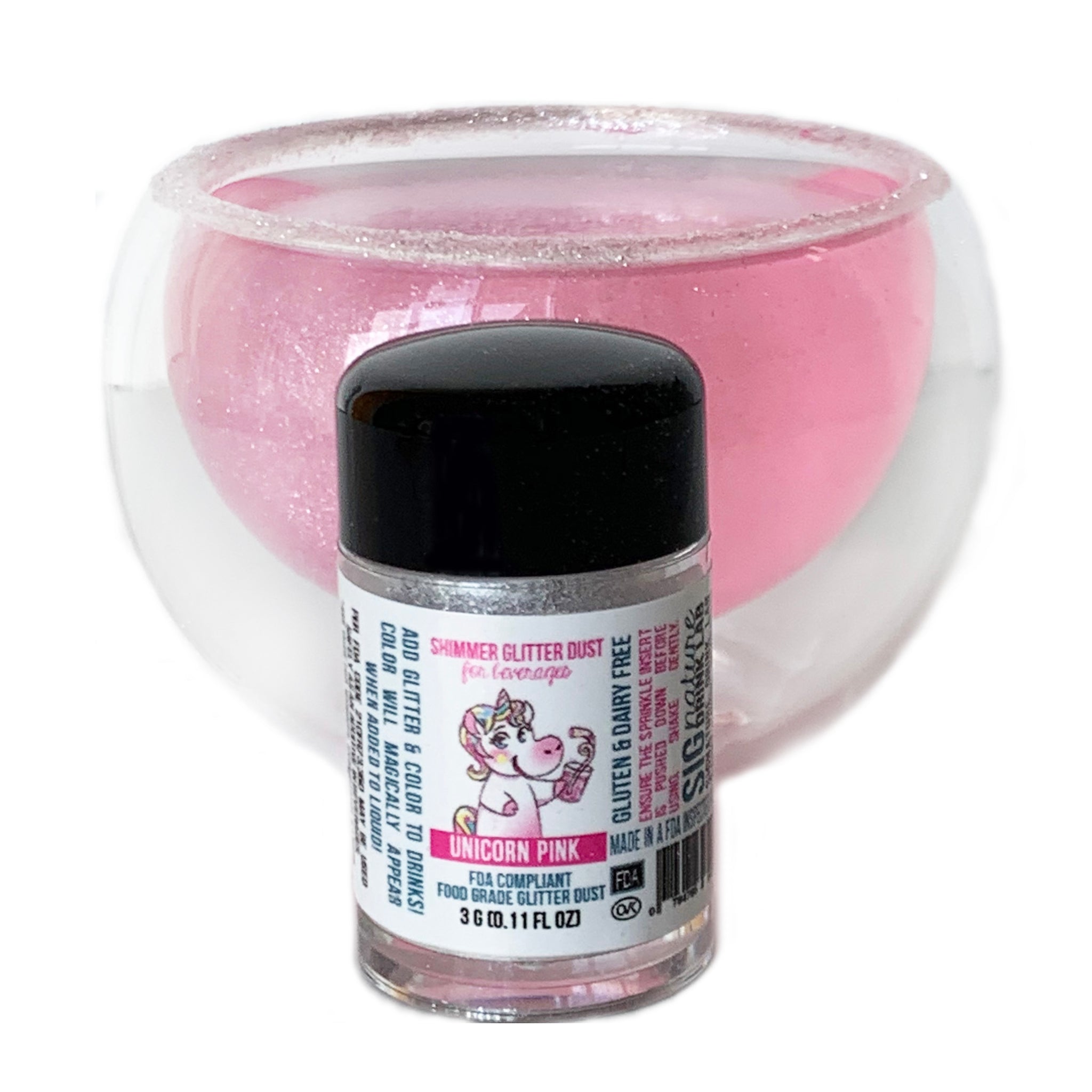 Barrel Roll Bar Essentials Pink Cocktail Glitter - Sparkly Edible Glitter  for Drinks – Pink Glitter Drink Dust for Mixed Drinks, Champagne, Beer 